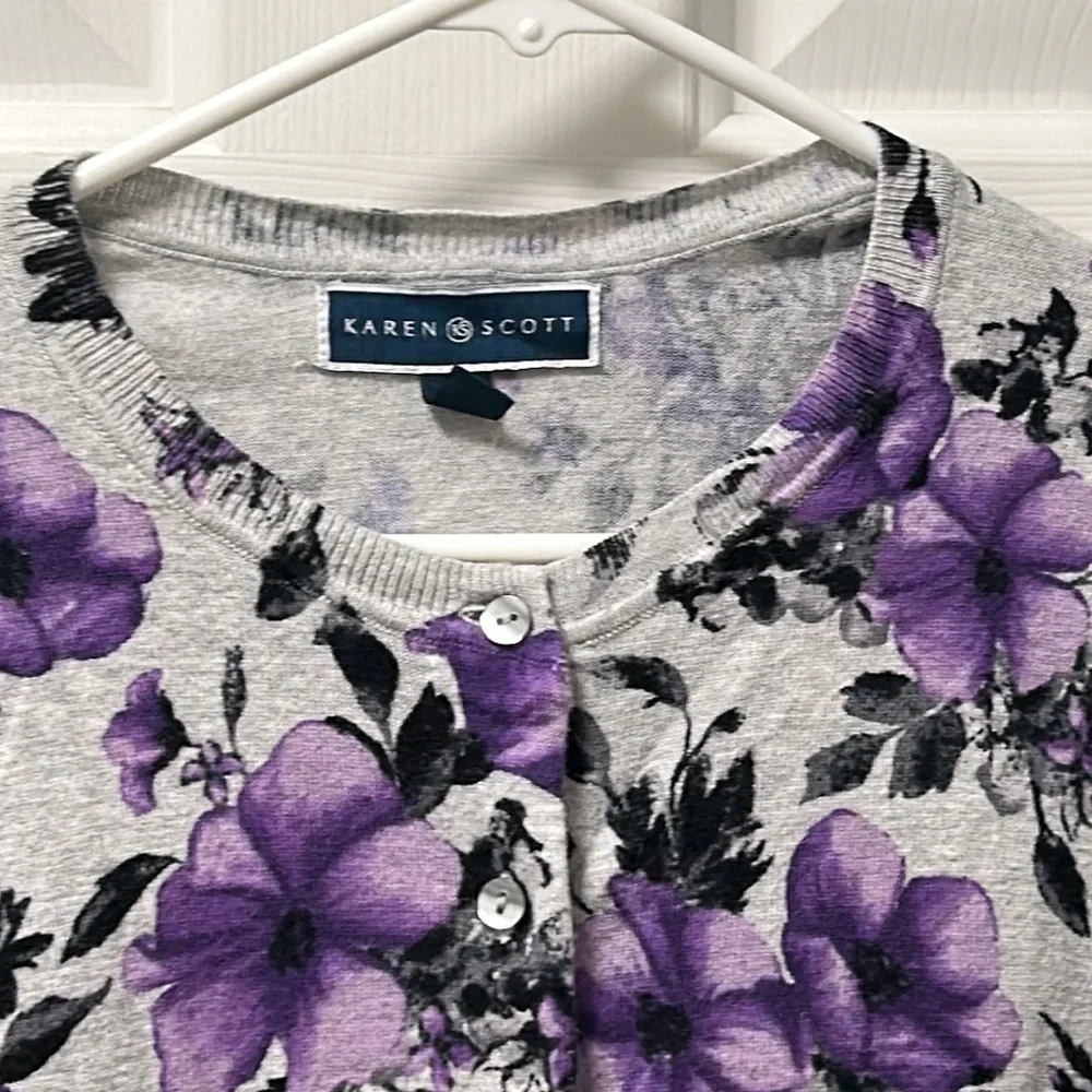 Cute Karen Scott Button Down Sweater Size Large Petite - Picture 6 of 11